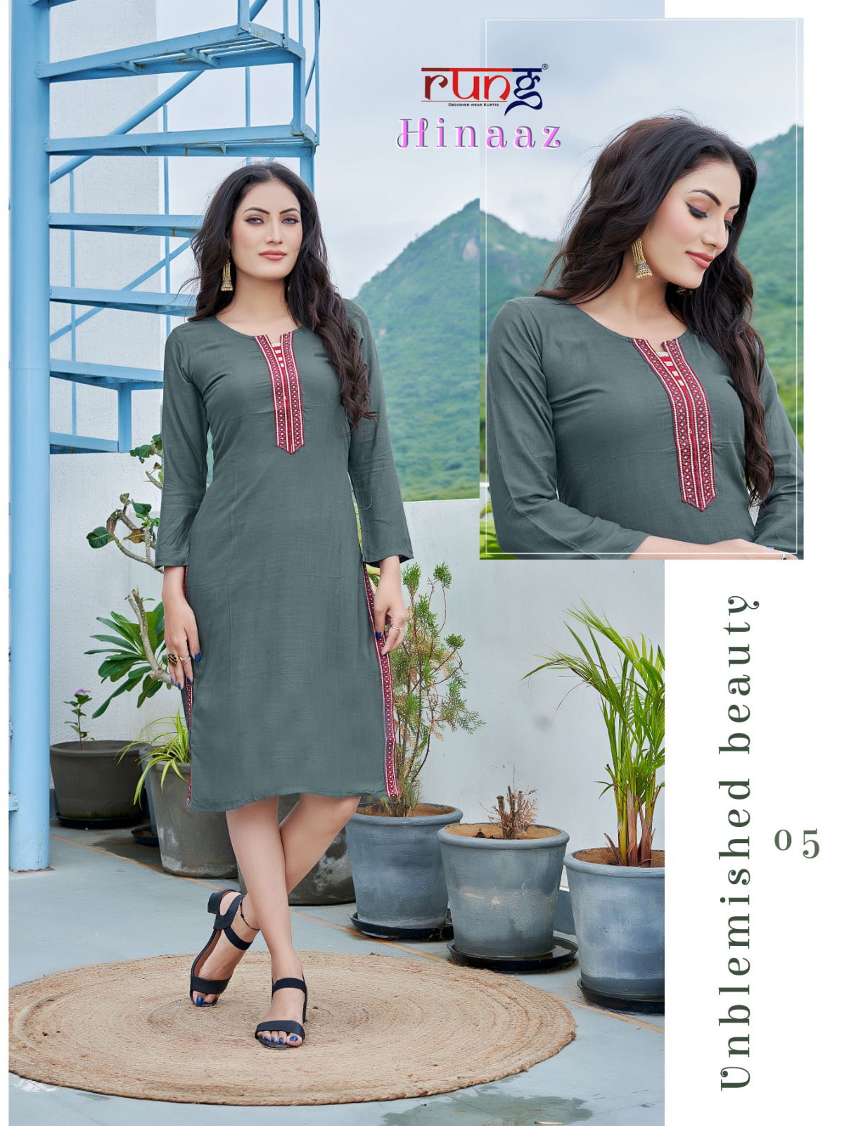 Hinaz By Rung Rayon Designer Kurtis Catalog